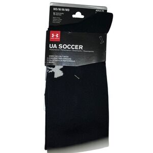 NWT‎ Under Armour UA Soccer Socks Adult Medium Black Over-The-Calf - 1 pair